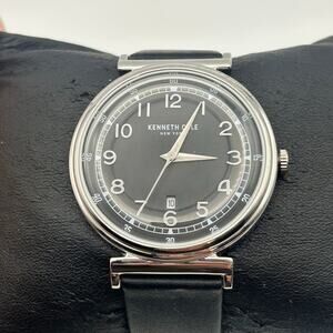 Kenneth Cole New York Men's Classic Leather Strap Watch Working New Battery